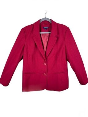 Chadwicks Red Collared Single Breasted Button Up Lined Wool Pea‎ Coat Size M